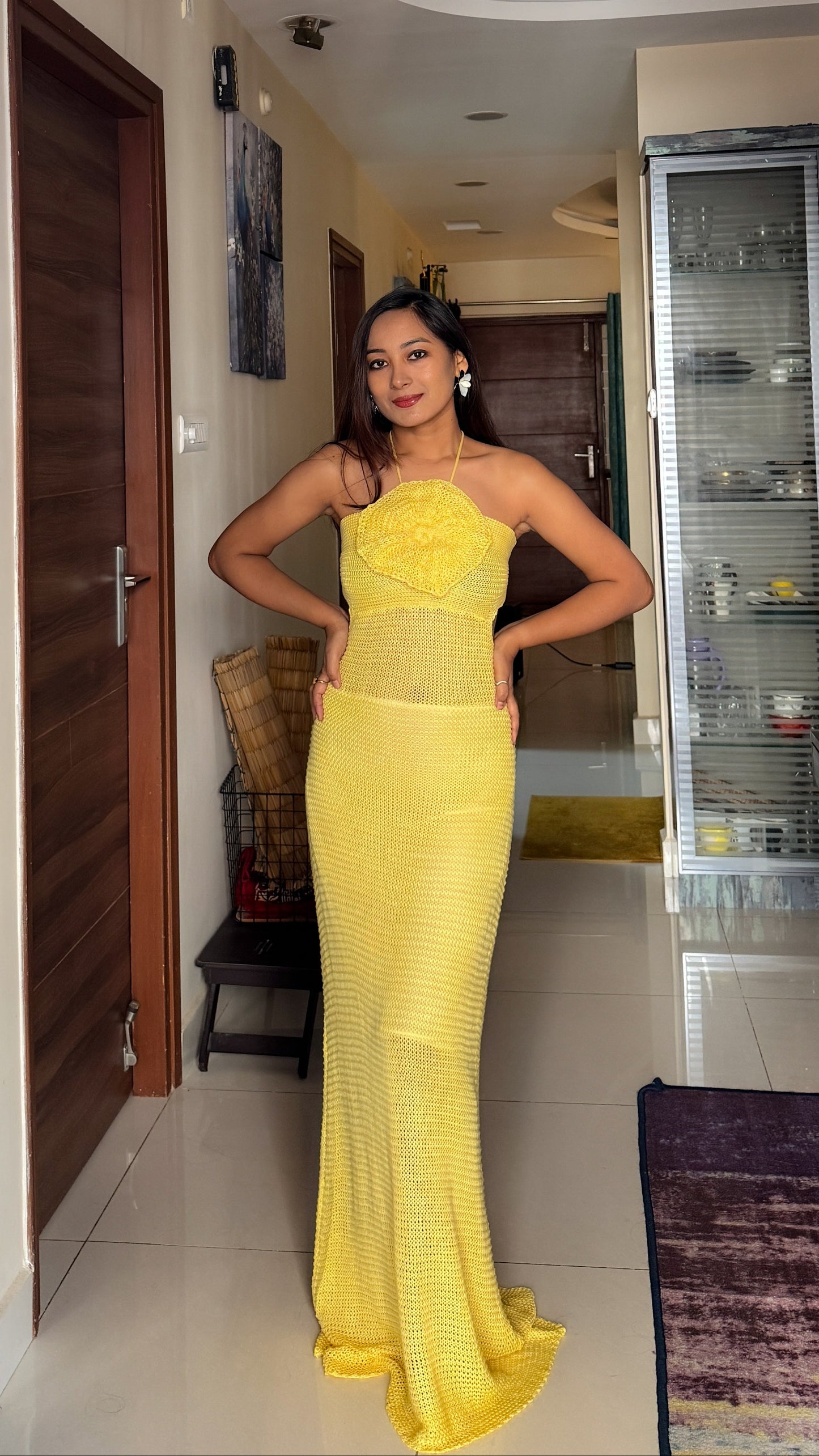 Marigold Twist Knitted Dress