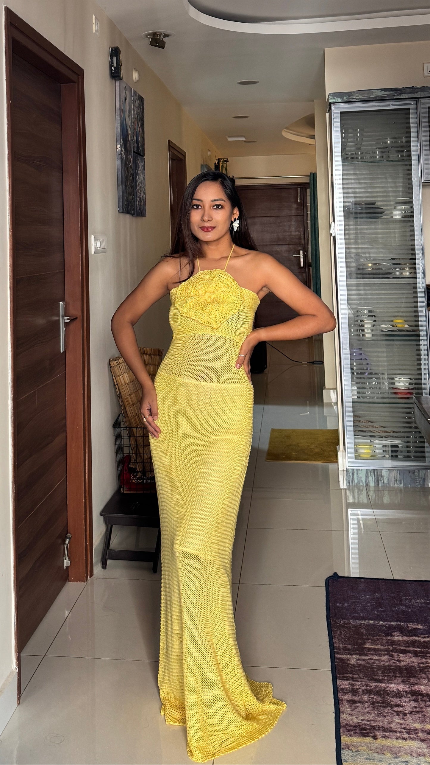 Marigold Twist Knitted Dress