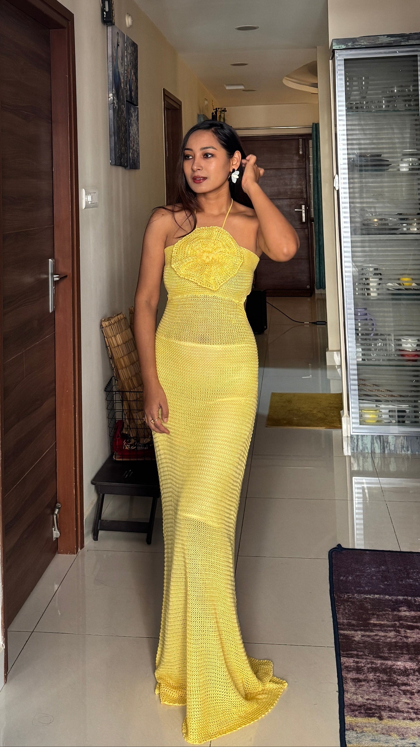 Marigold Twist Knitted Dress