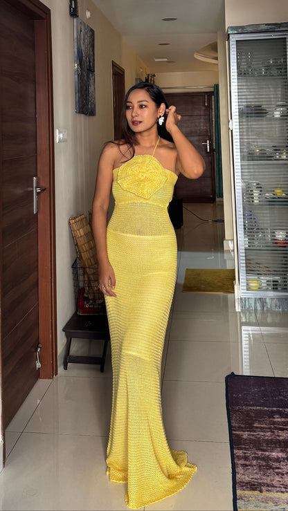 Marigold Twist Knitted Dress