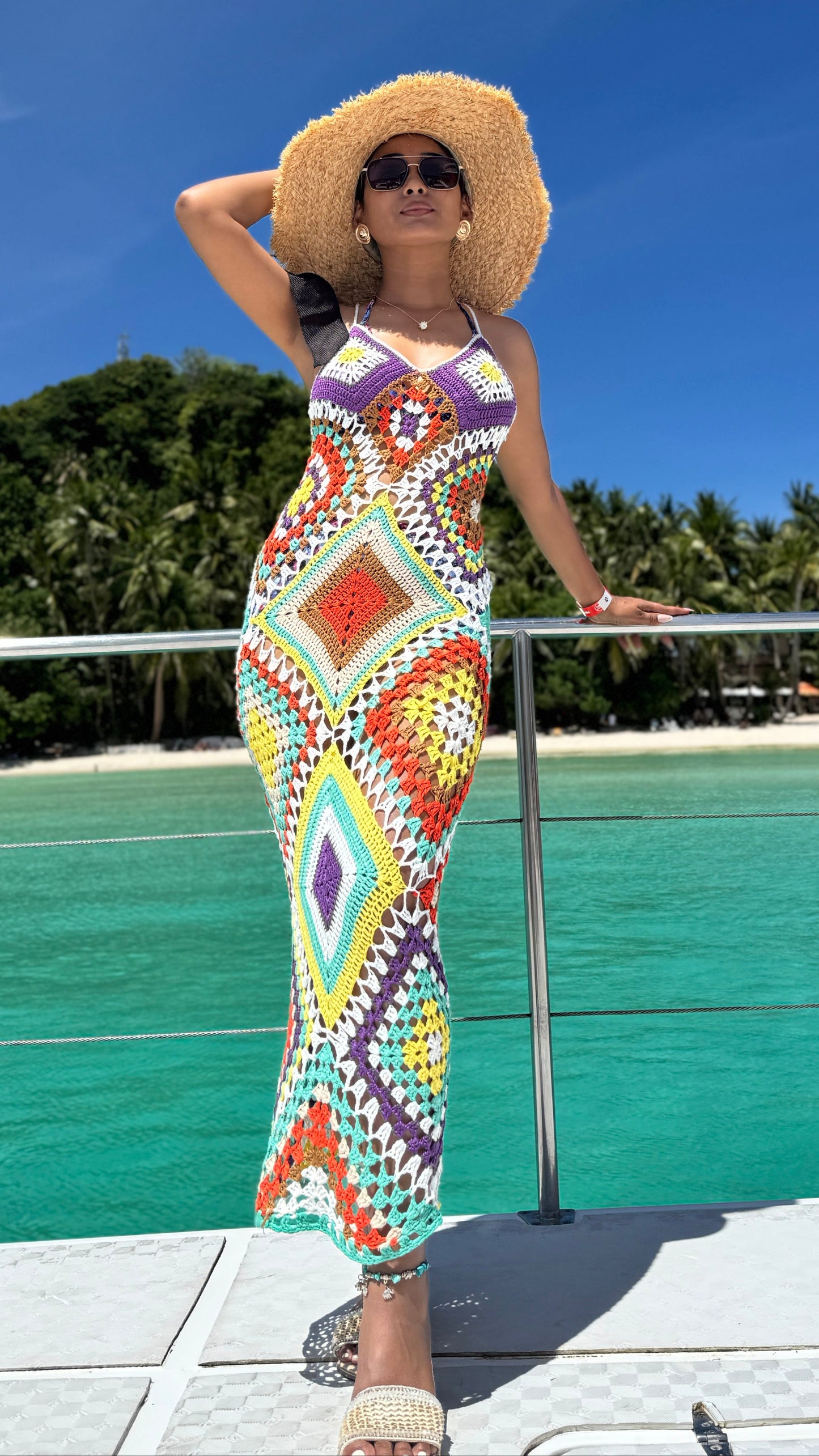 Sunburst Mesh Luxe Knitted Dress
