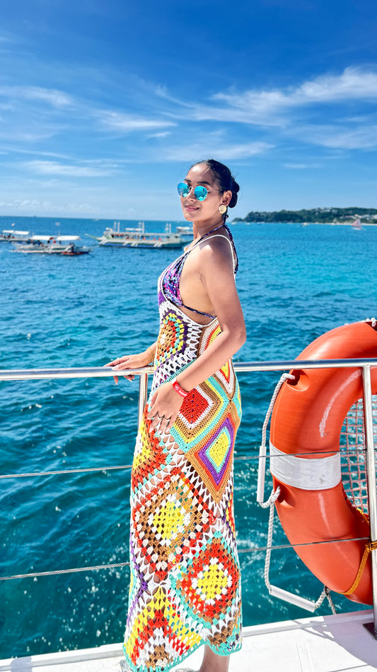 Sunburst Mesh Luxe Knitted Dress